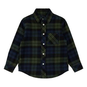 Brooks Brothers Kids' Dusty Green Plaid Cotton Flannel Button-Up Shirt, 12 - NWT
